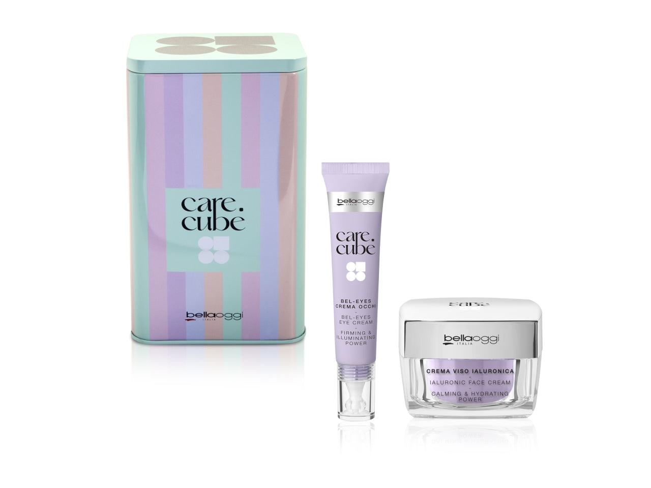 Bellaoggi care cube git hydration boost latta con crema viso ialuronica e crema contorno occhi
