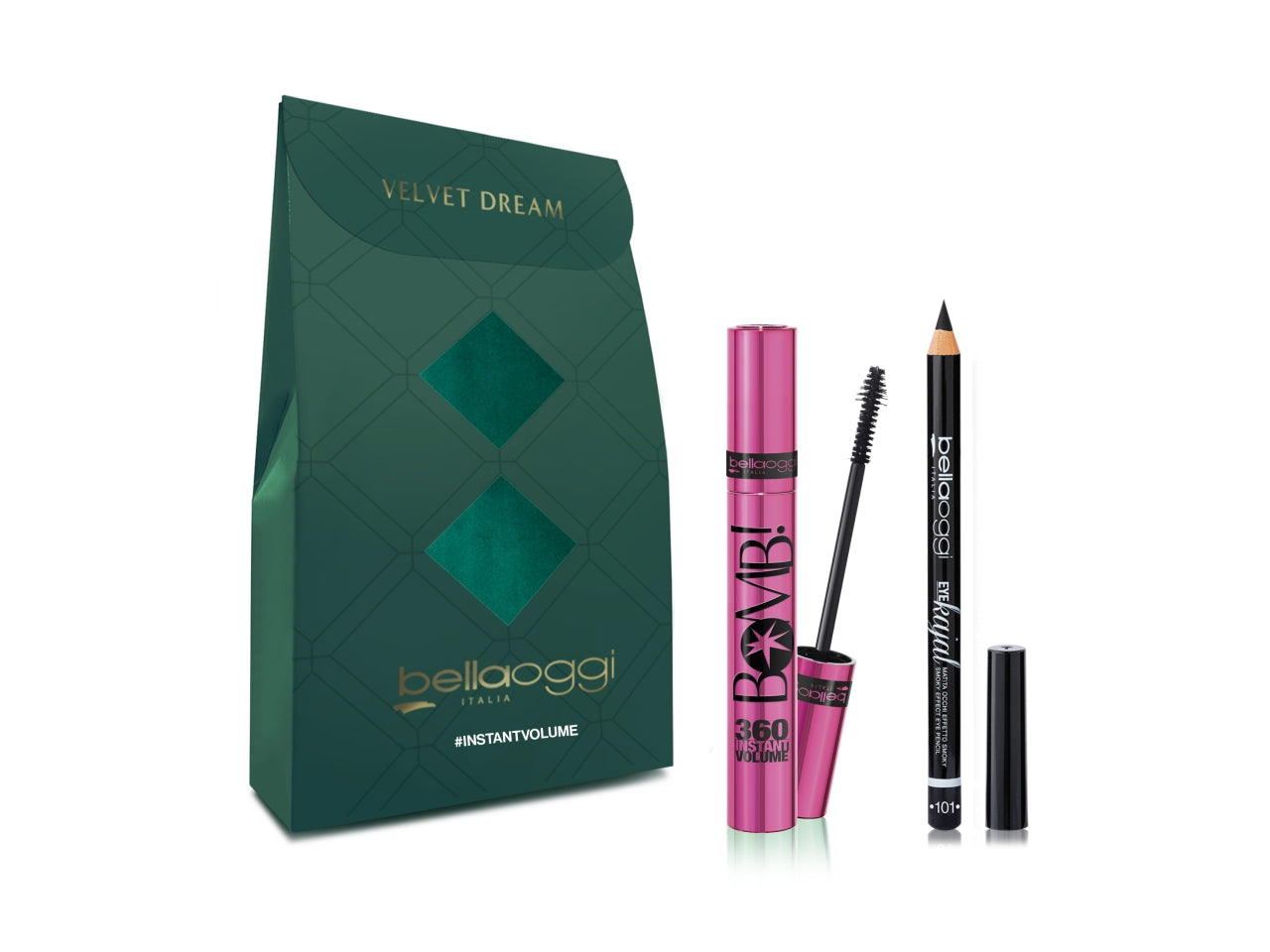 Bellaoggi mini git istant volume confezione regalo con mascara bomb e matita occhi eye kajal col.01