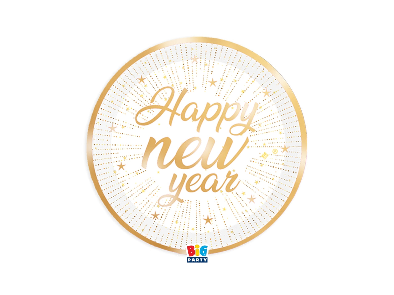 Happy new year piatti 22cm in confezione da 6 pezzi oro