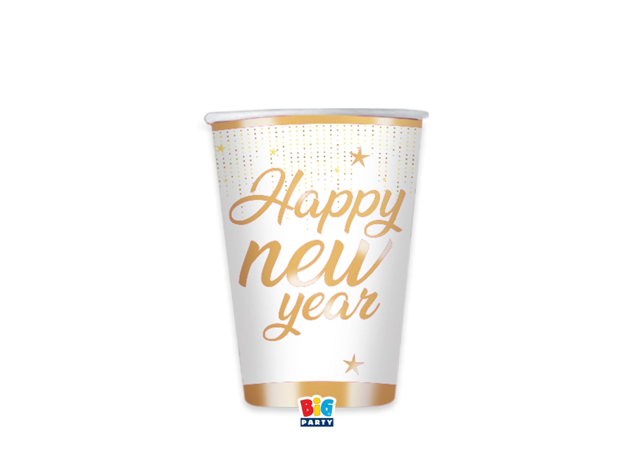 Happy new hear bicchieri 250cc in confezione da 6 pezzi oro