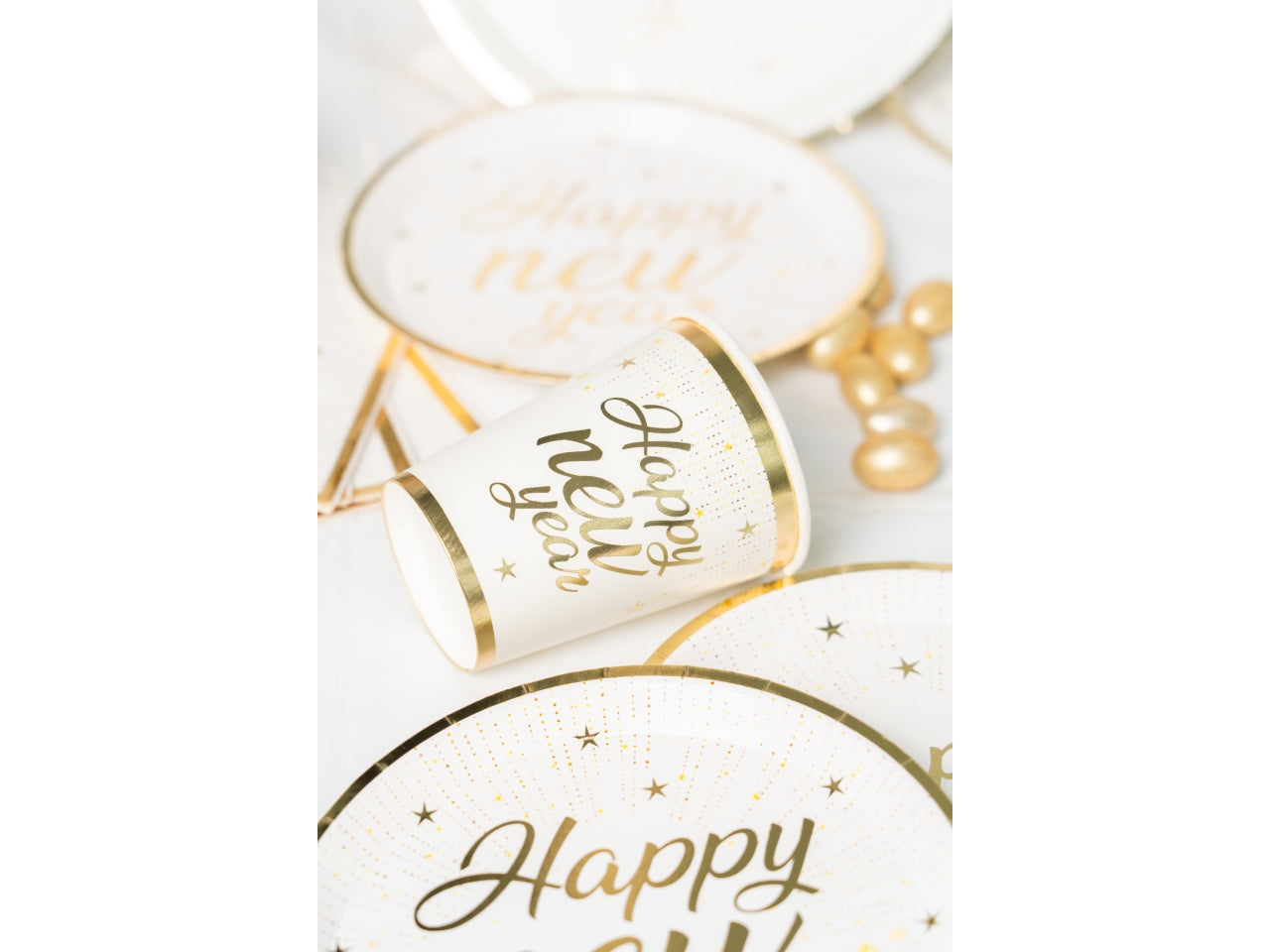 Happy new hear bicchieri 250cc in confezione da 6 pezzi oro