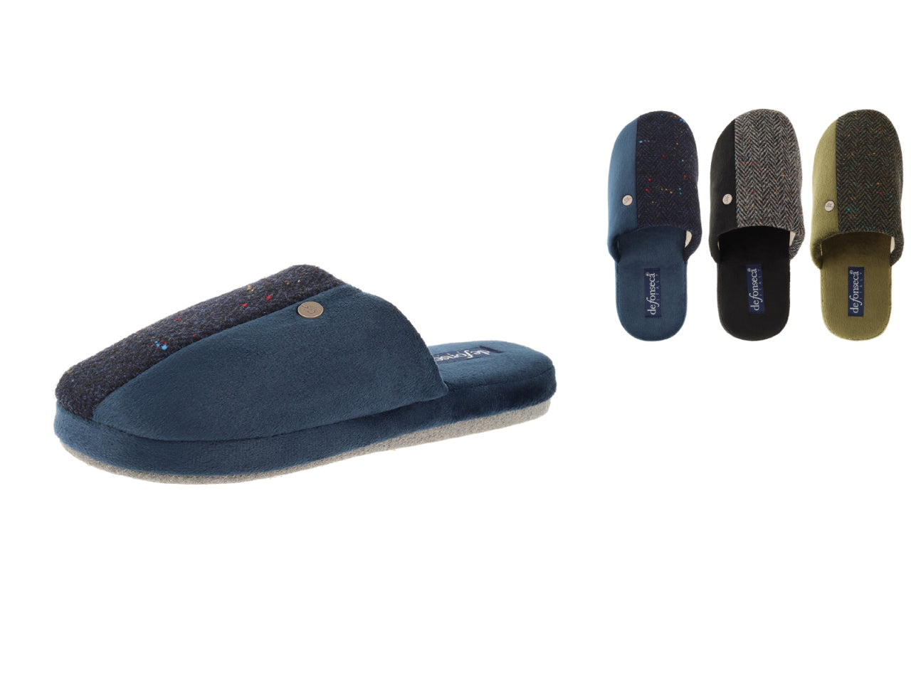 Pantofola uomo taglia 40-47 Roma Top I  di colore blu grigio verde