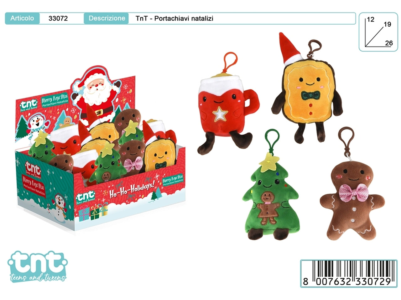 Tnt portachiavi peluche natale 33072