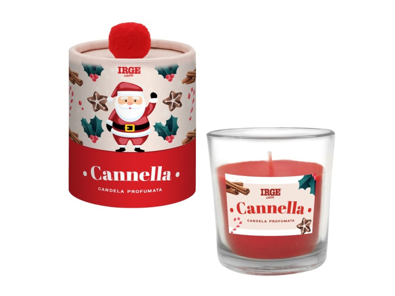 Candela pon pon in vasetto di vetro 100gr profumazioni assortite, cannella, winter berries e vaniglia
