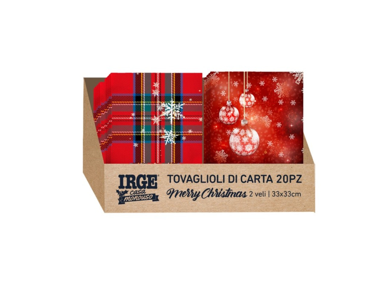 Tovaglioli di carta hollychristmas 33x33cm in confezione da 20 pezzi