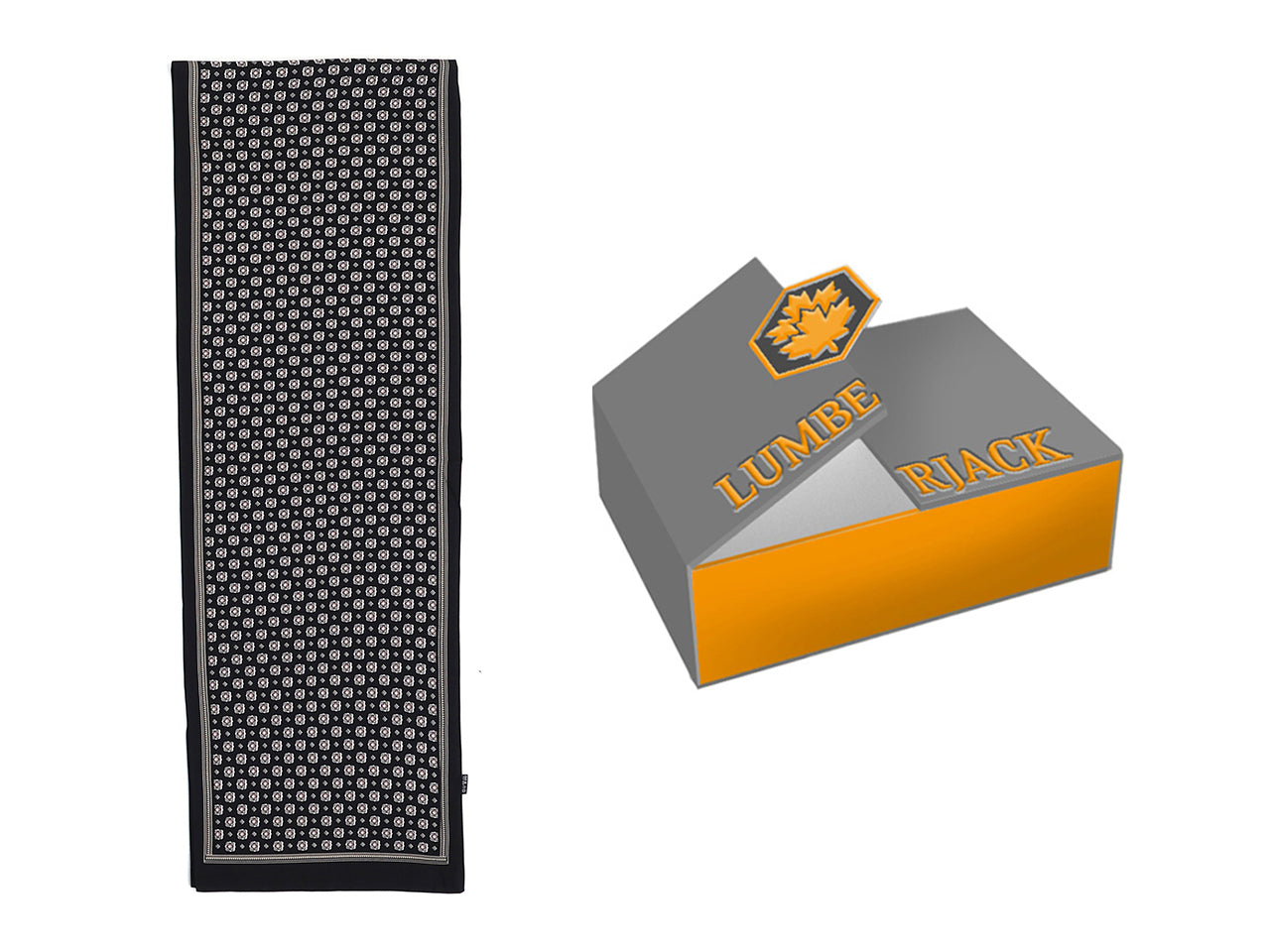 Lumberjack sciarpa 100%165x28cm in seta 100% a fantasia nero