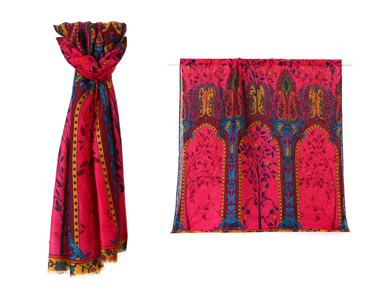 Lumberjack sciarpa 180x90cm 100% cotone/viscosa a fantasia fucsia