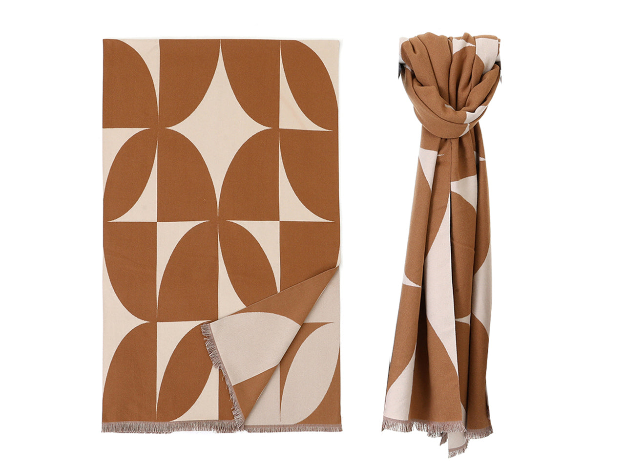 Lumberjack sciarpa 18x66cm 50% cotone /viscosa, 35% lana e 15% chashmere a fantasia cuoio/avorio
