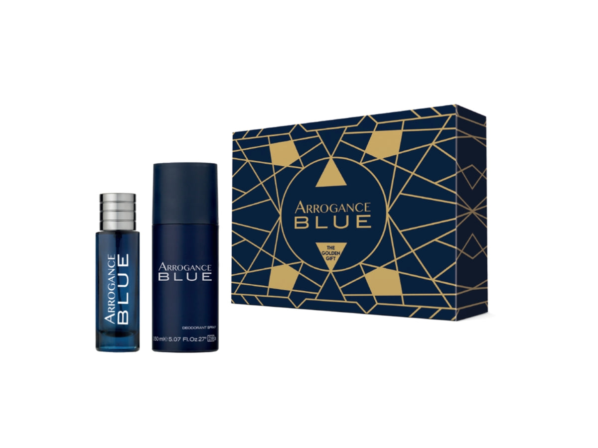 Arrogance blue scatola con edt 30ml e deodorante 150ml