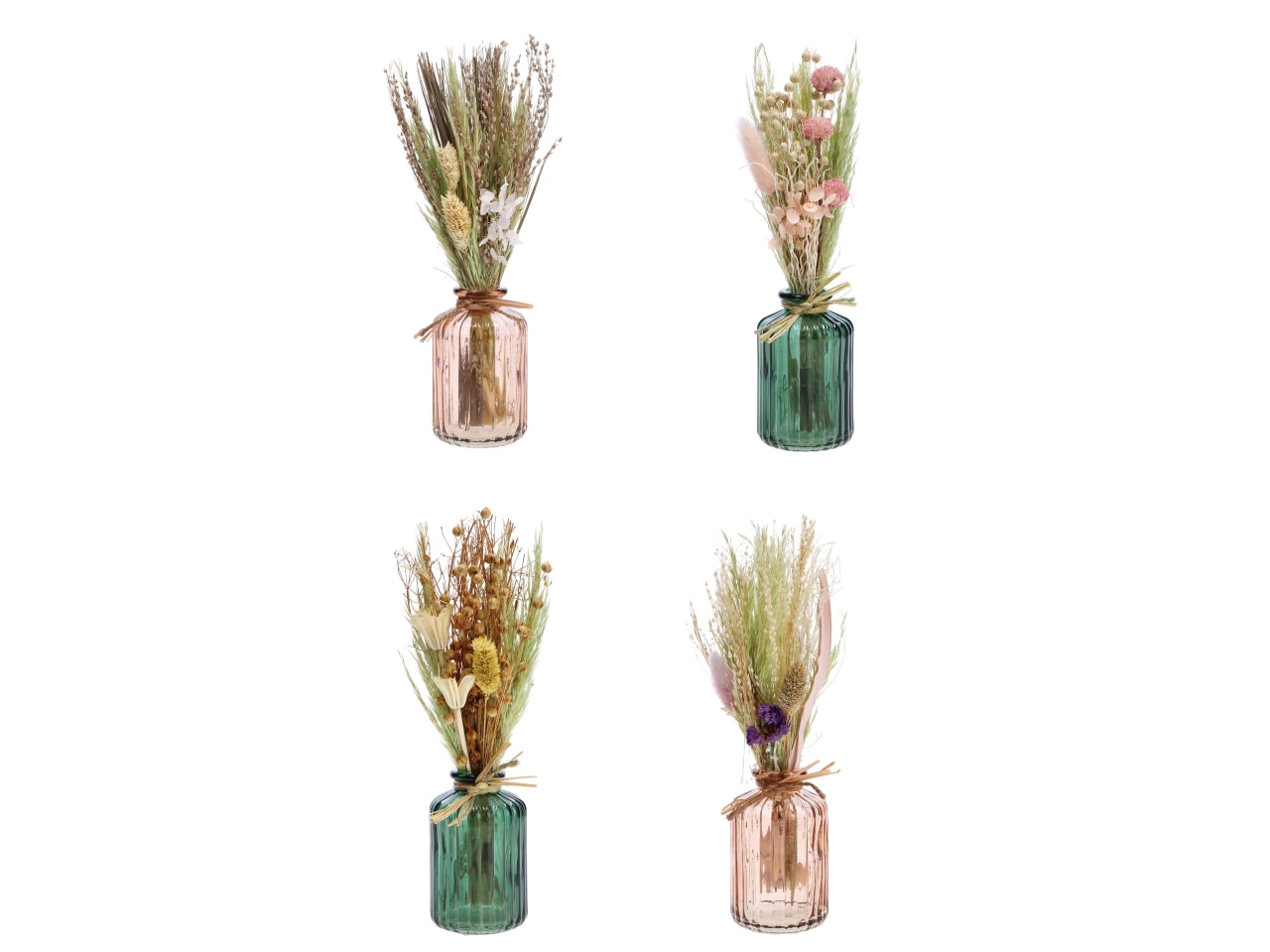 Composizione fiori+vaso 9x9xh.28cm