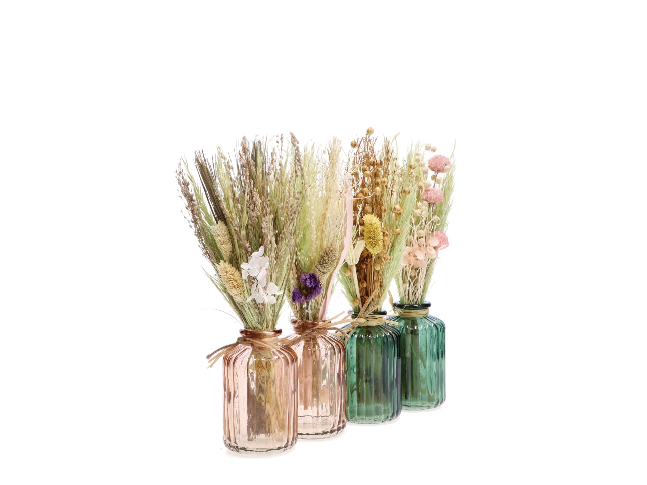 Composizione fiori+vaso 9x9xh.28cm