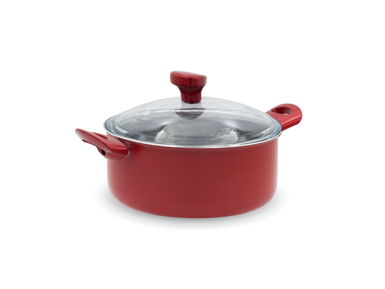 Casseruola corallo 2 manici 24cm con coperchio in vetro