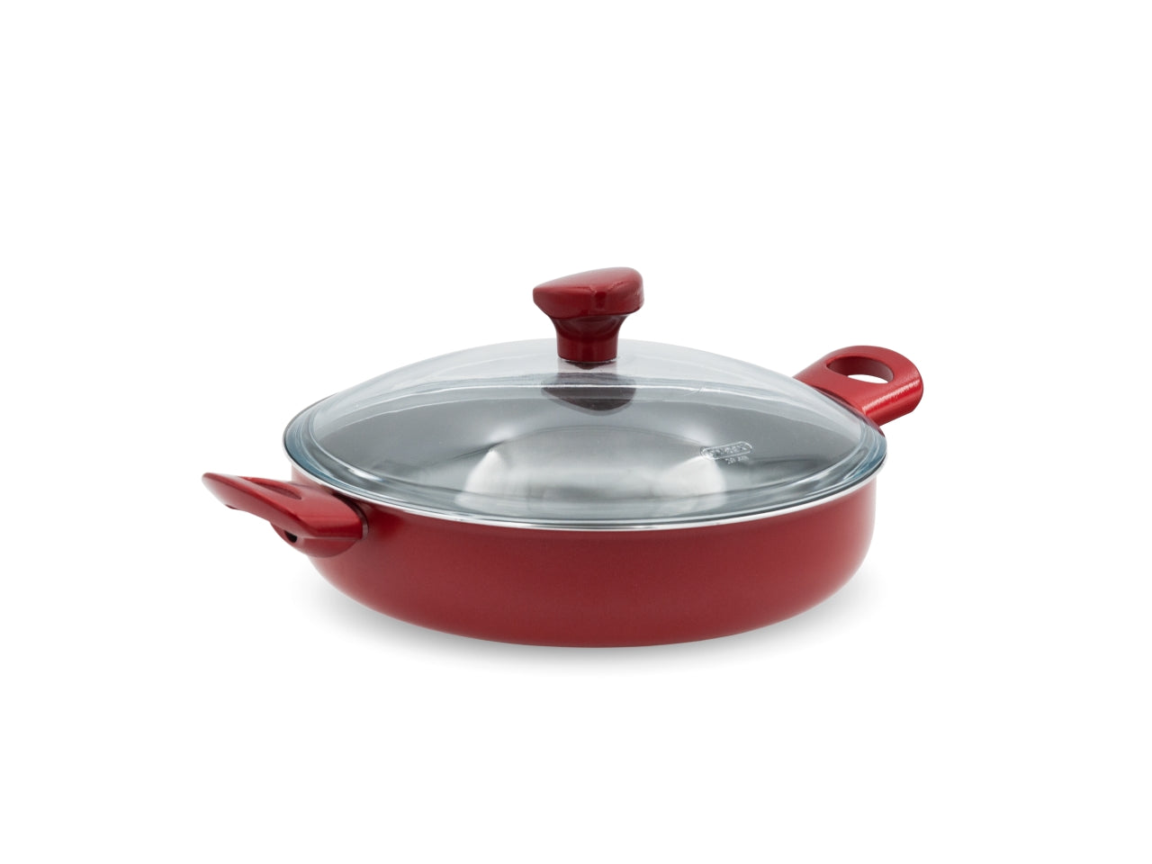 Tegame corallo 2 manici 28cm con coperchio in vetro