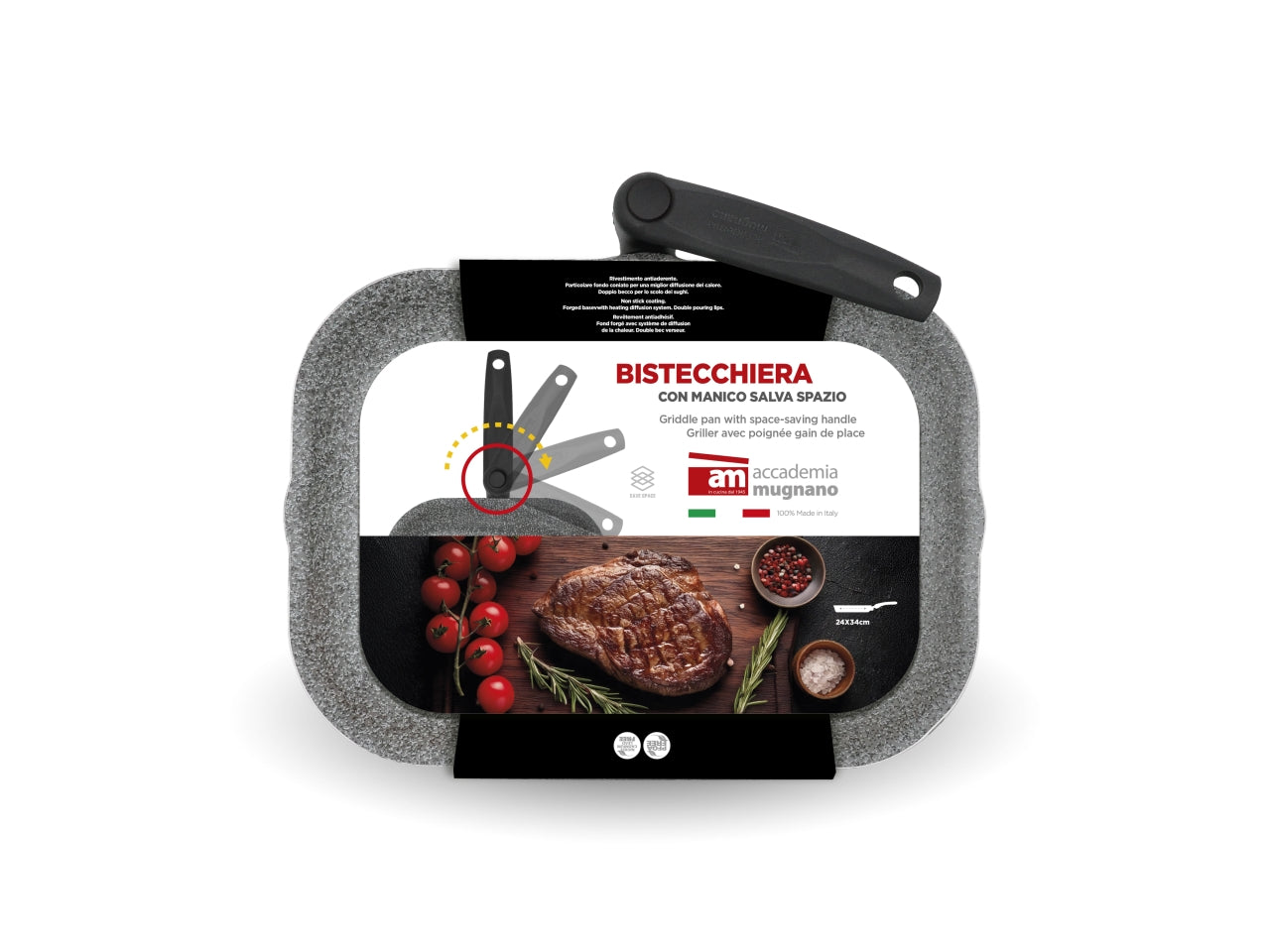 Salvaspazio bistecchiera stone 34x24cm con 2 becchi