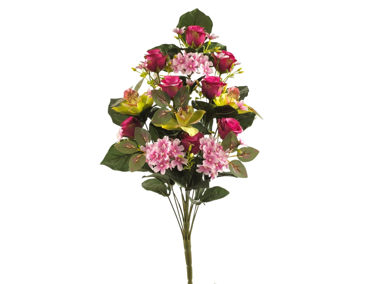 Rose/cymbidium/hydrangea frontale x14 50cm colore 20