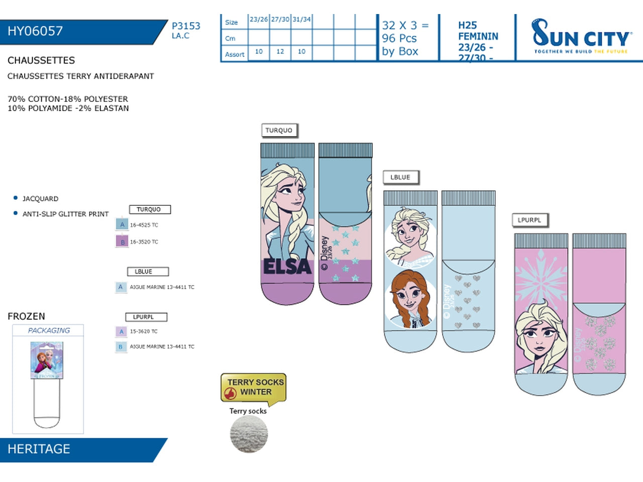 Frozen calzini terry antiscivolo dal 23/26 al 31/34 colori assortiti
