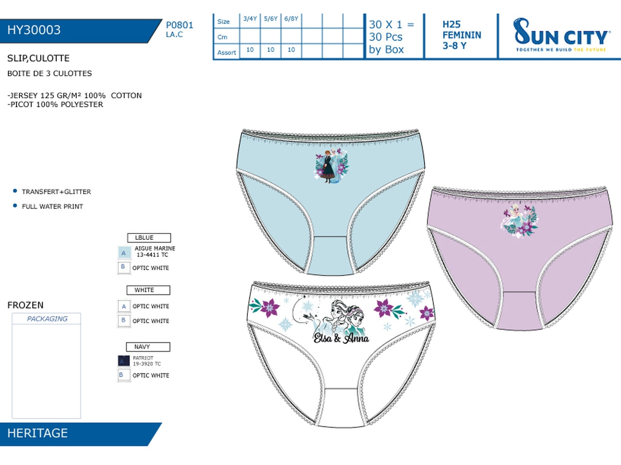 Frozen slip dalla 3/4 alla 6/8 anni in box da 3 pezzi