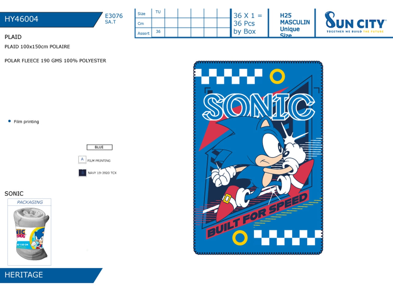Sonic plaid 100x150cm