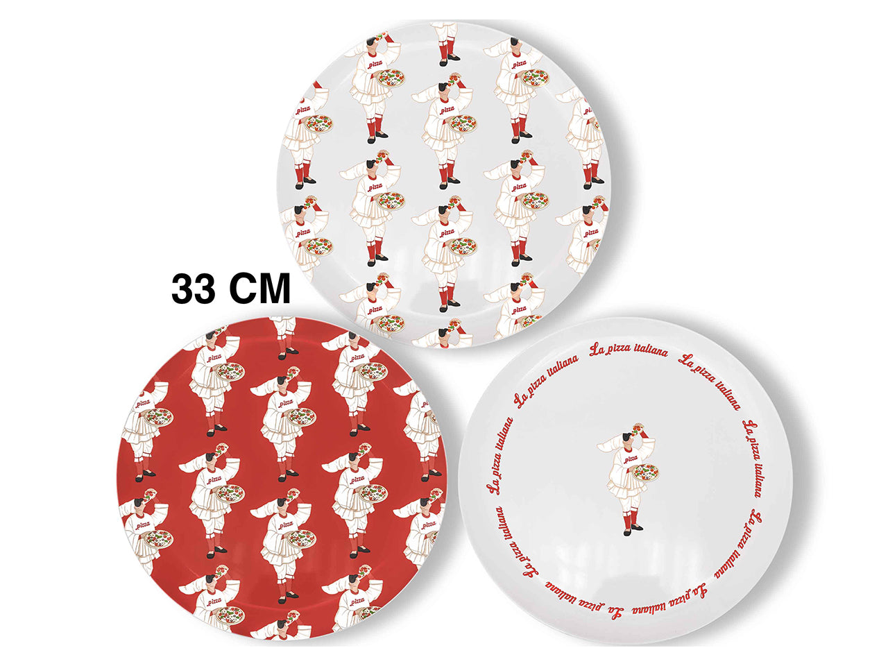 Pulcinella piatto diametro 33cm melamina decori assortiti