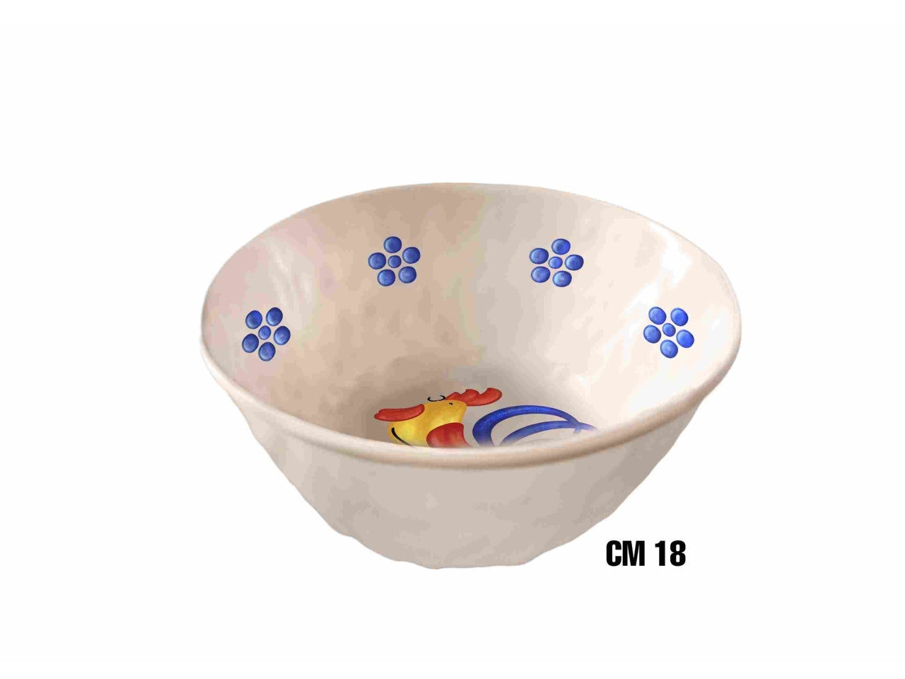 Insalatiera 18xh.7,5cm in melamina con decoro gallo