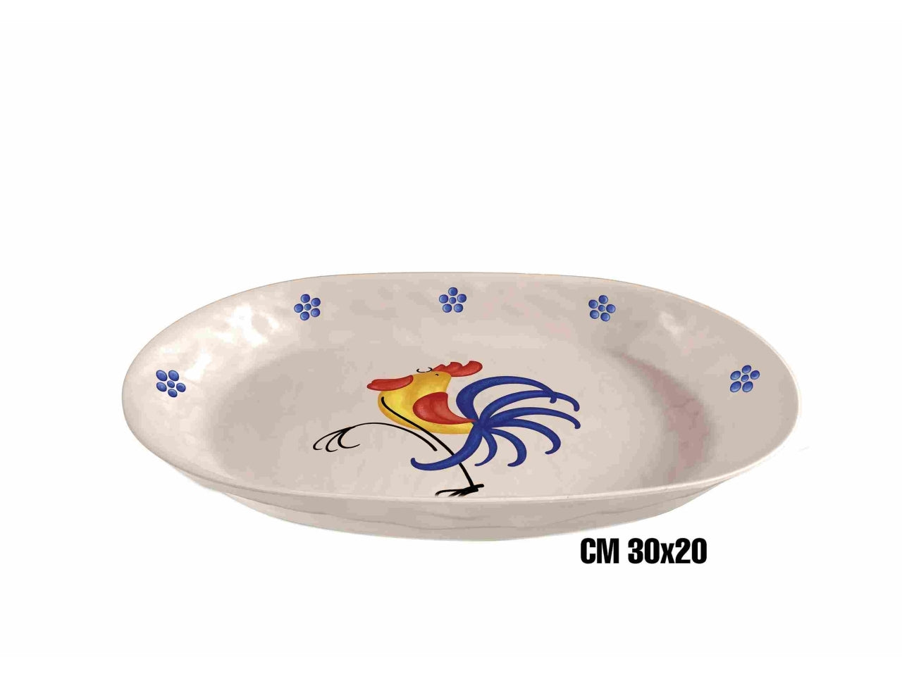 Vassoio ovale 30x20cm in melamina con decoro gallo