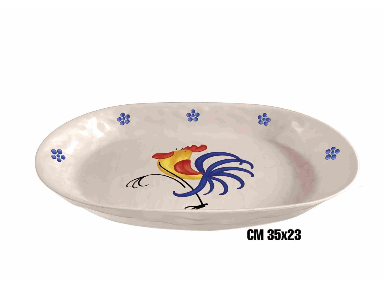 Vassoio ovale 35x23cm in melamina con decoro gallo