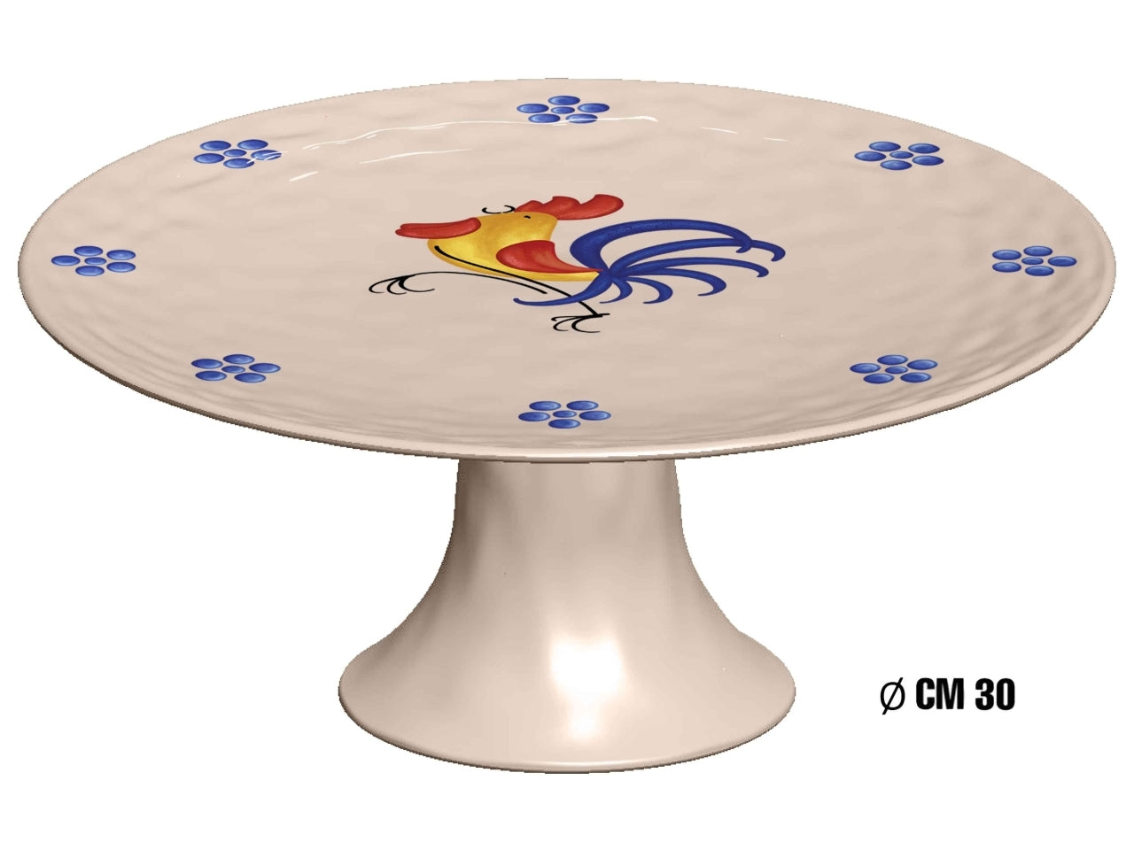Alzatina diametro 30cm in melamina con decoro gallo