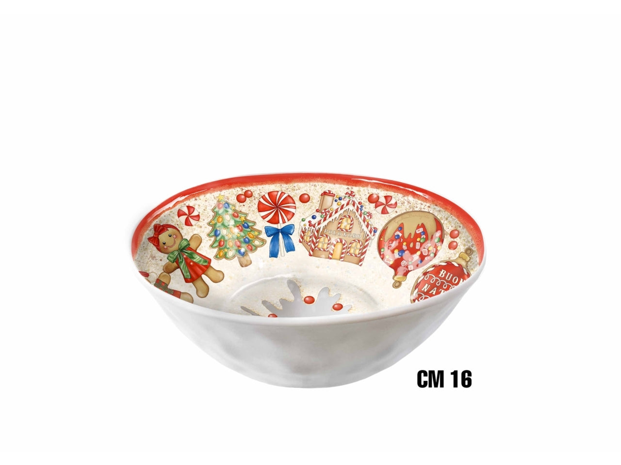 Insalatiera 16,5xh.6cm in melamina decoro marzapane