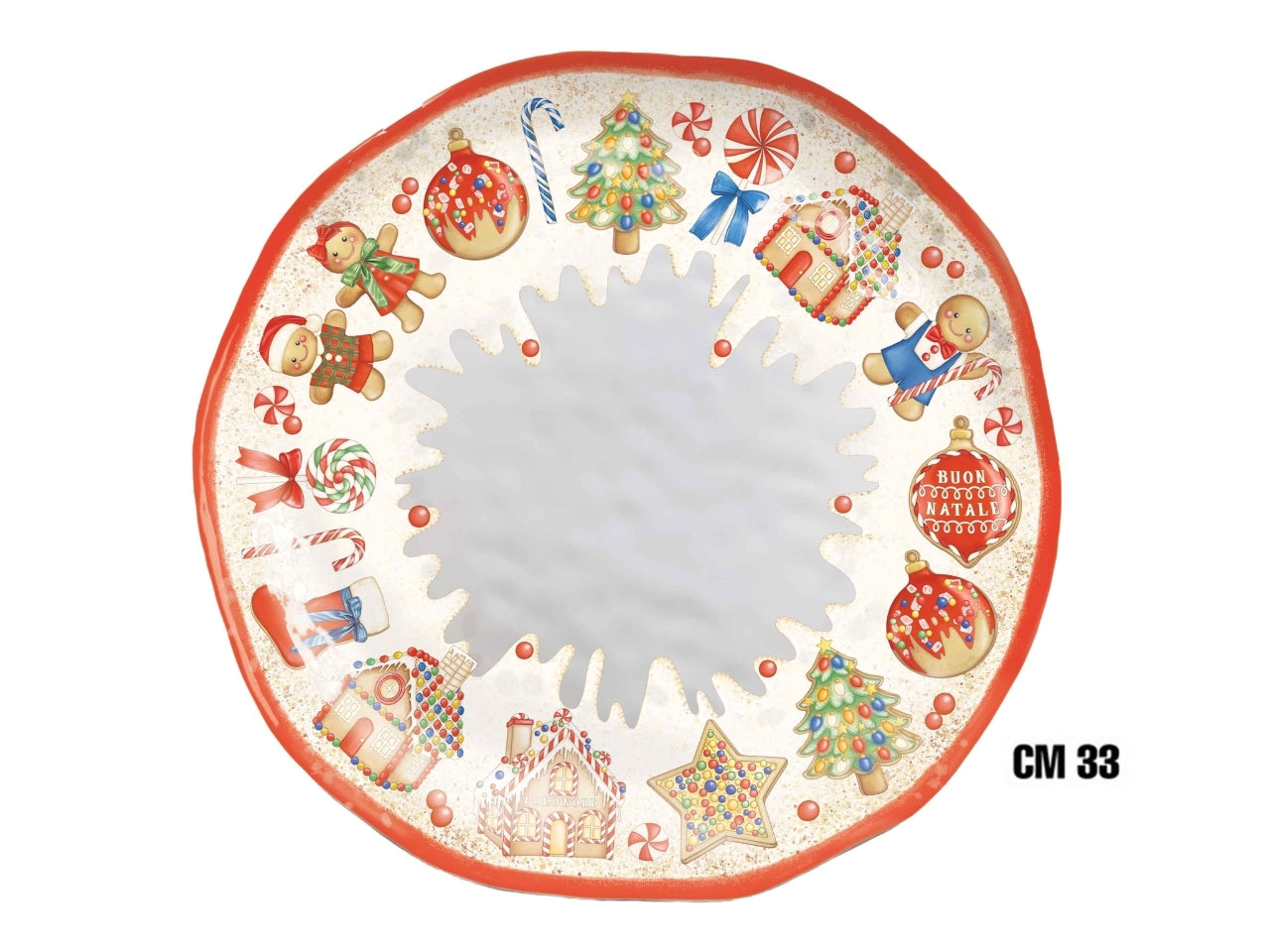 Piatto panettone 33cm in melamina decoro marzapane