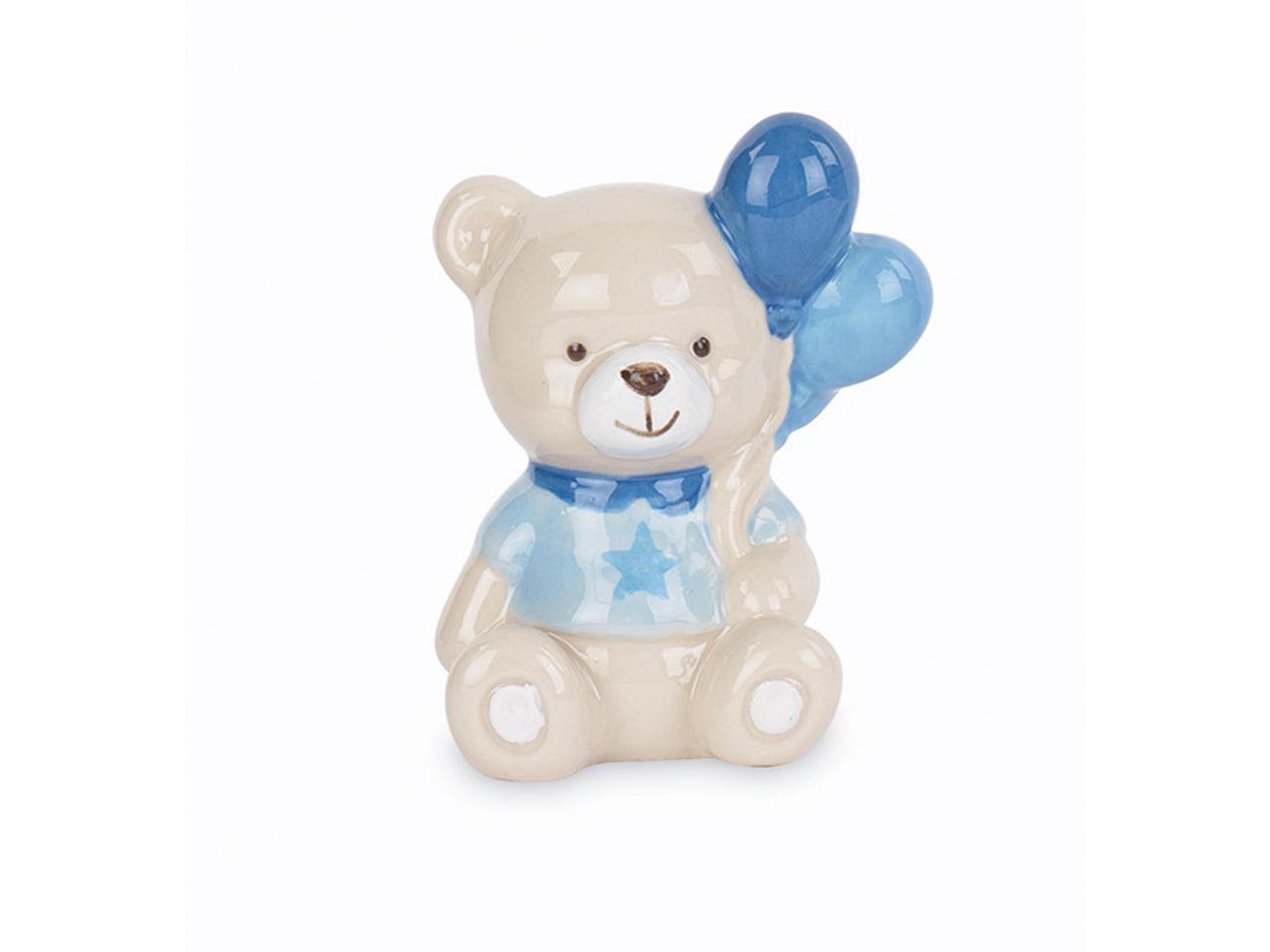 Orsetto con palloncini azzurri altezza 7cm