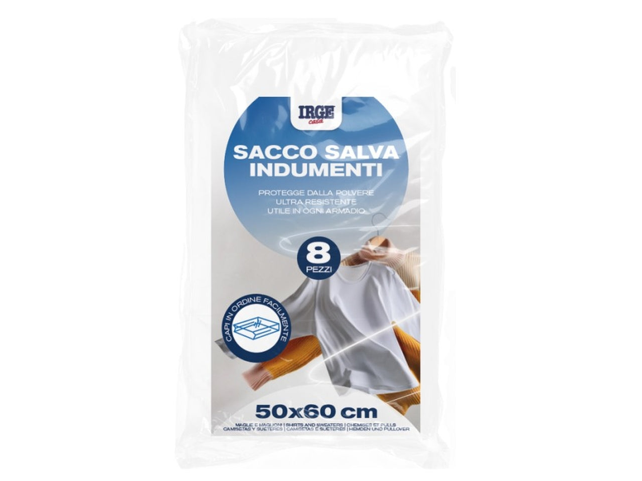 Sacco salva indumenti 50x60cm set da 8 sacchi