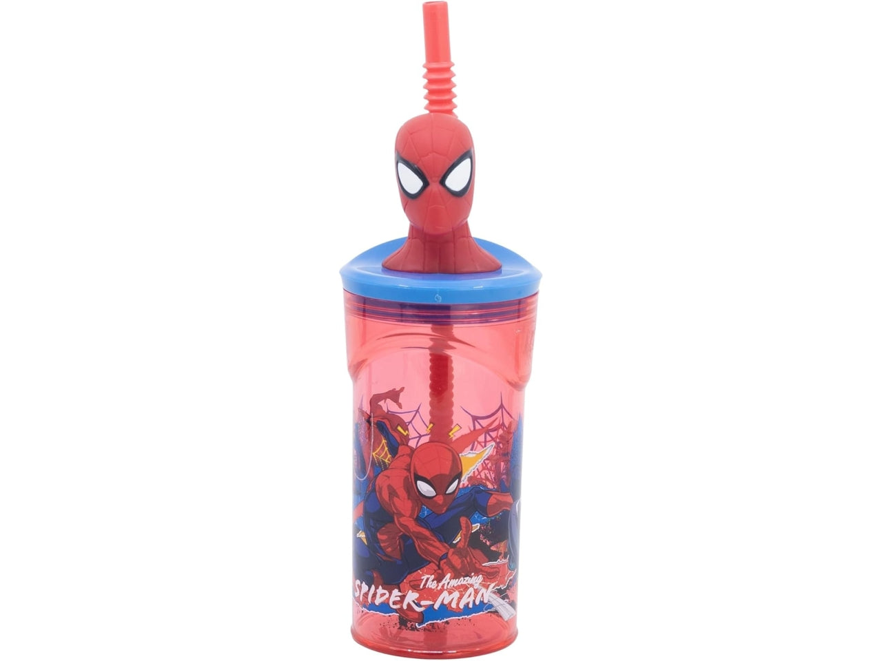 Bicchiere con cannuccia Spiderman 3D