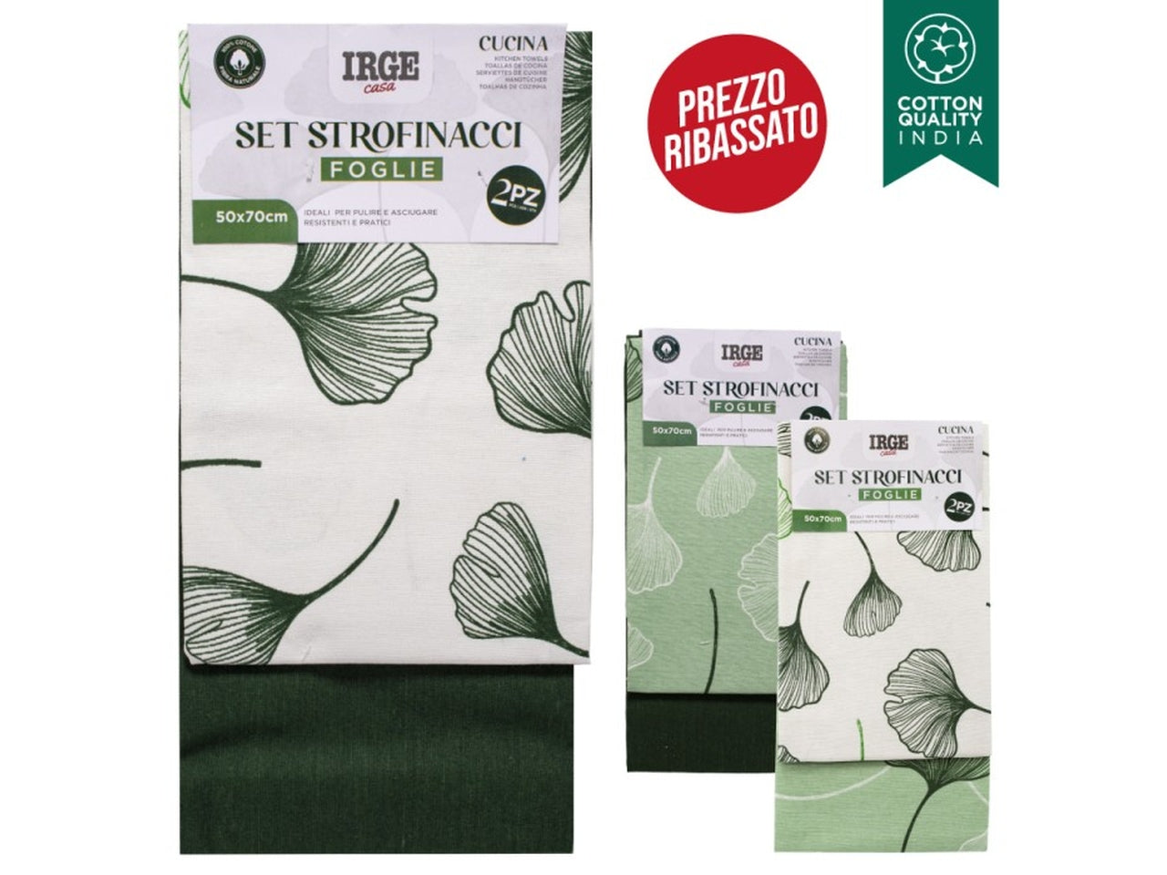 Strofinaccio 50x70cm foglie set da 2 strofinacci