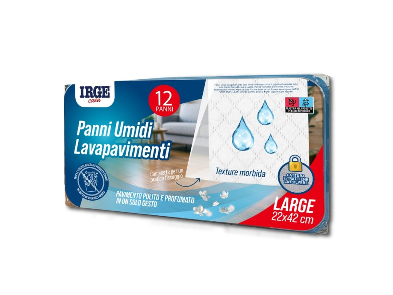 Panni pavimenti umidi 22x42cm set da 12 panni