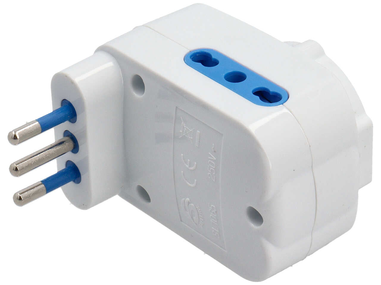 Adattatore 10A salvaspazio Schuko bianca Inter+pro