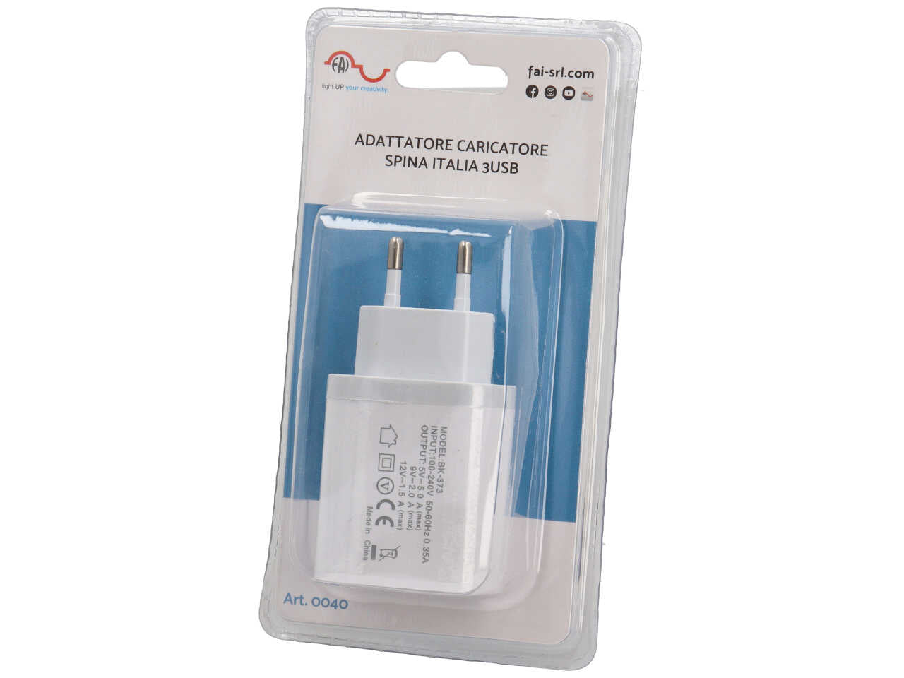 Caricatore 3 USB bianco