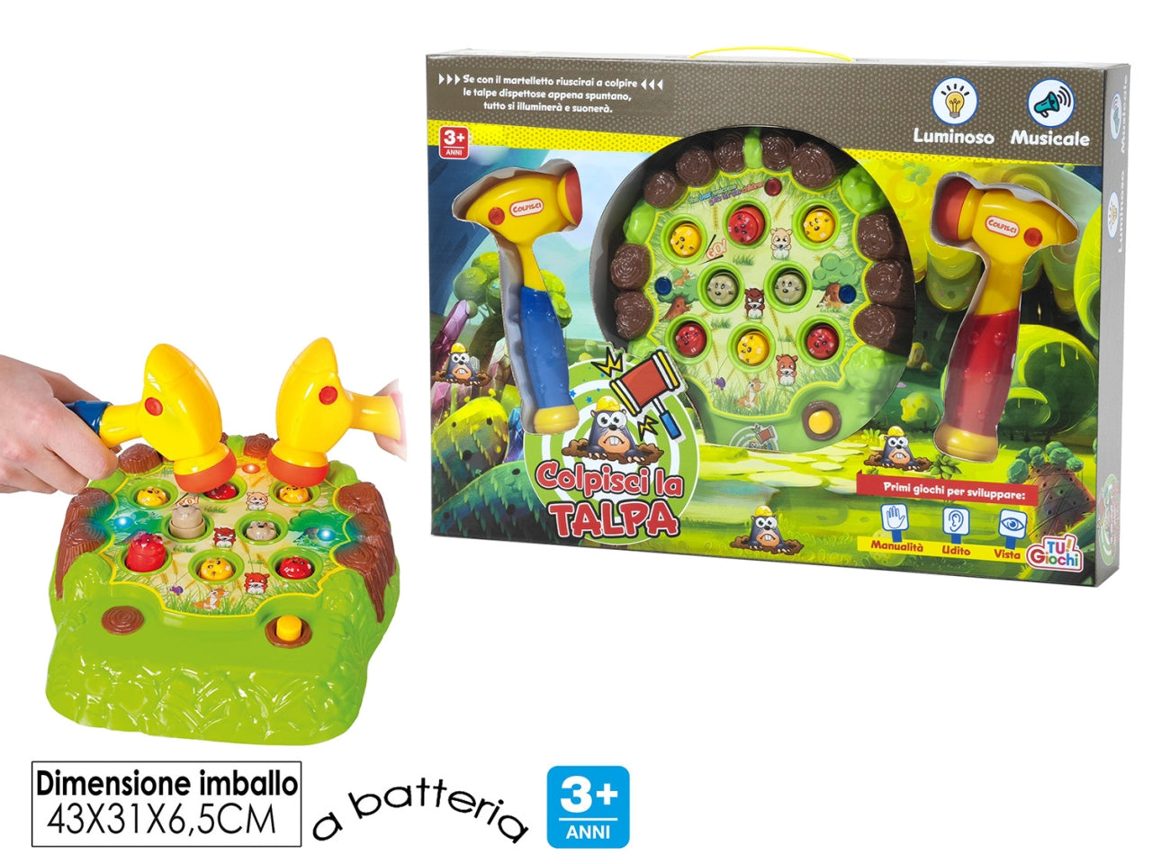 Colpisci la talpa a batteria con luci e suoni