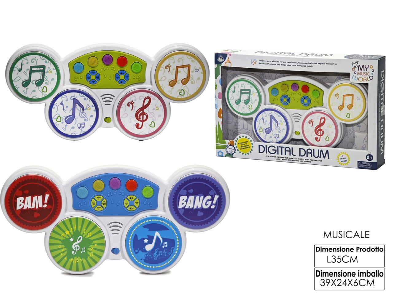 Il mio tamburello a batteria musicale  modelli assortiti