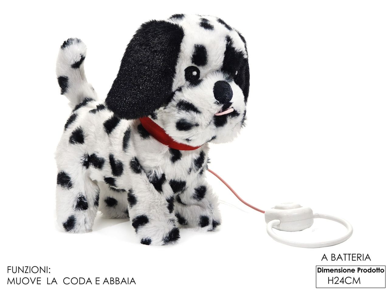 Cane filoguidao a batteria con movimento e suono h.23cm