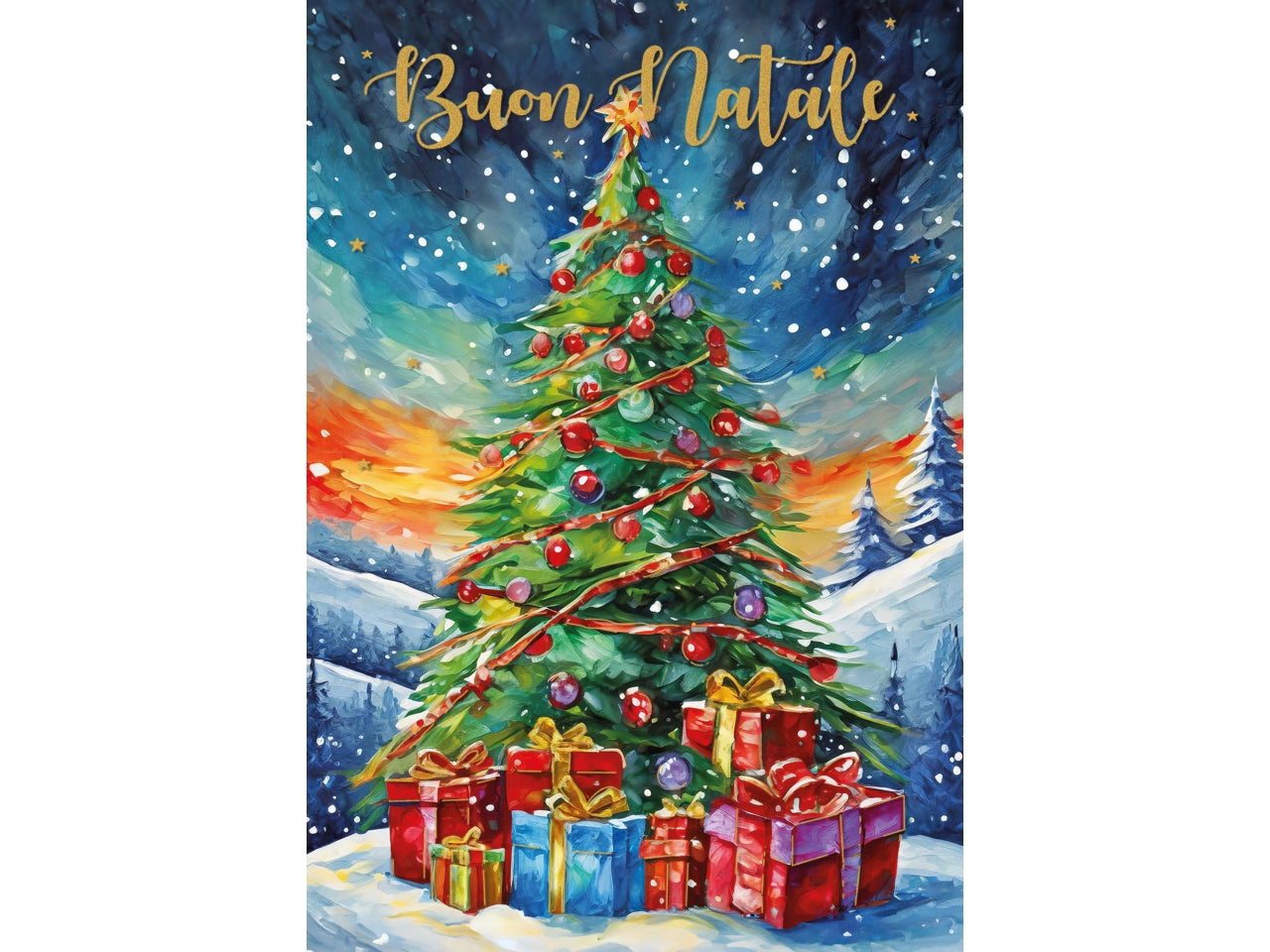 Biglietto buon natale con albero