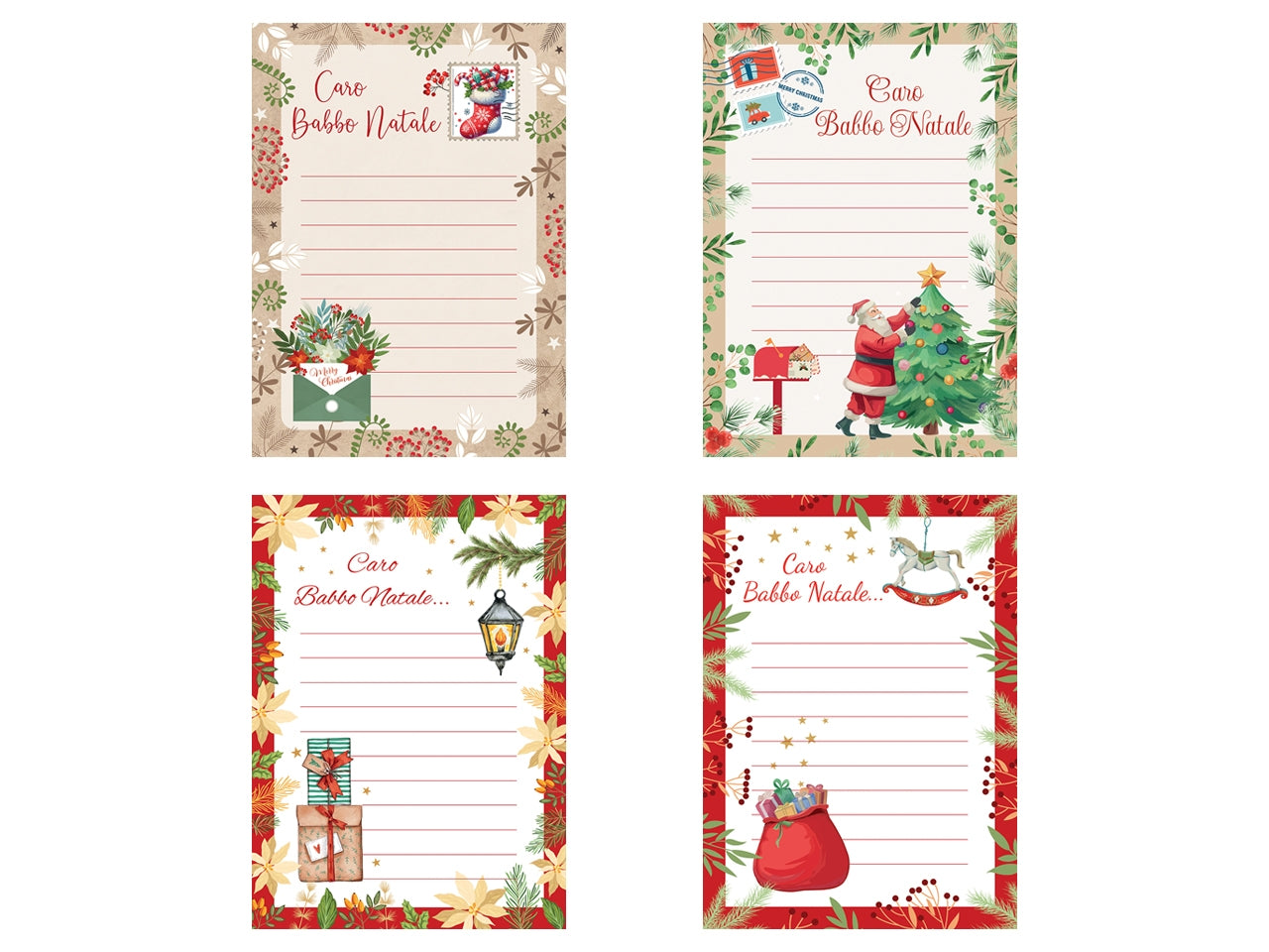 Letterine babbo natale in confezione da 24 pezzi assortite