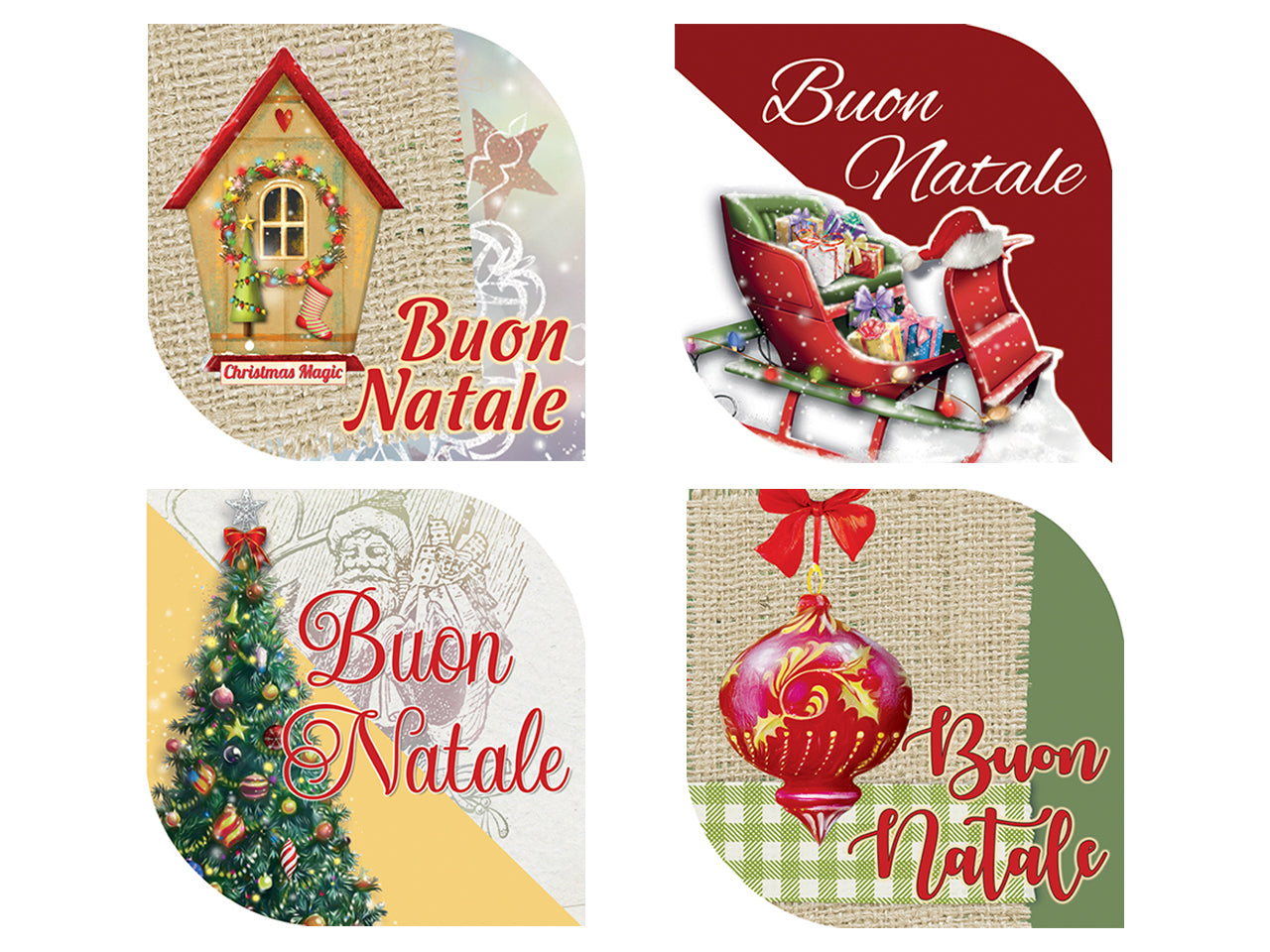 Chiudipacco buon natale in confezione da 10 pezzi fantasie assortite