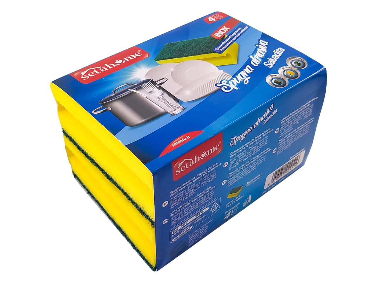 Spugna cucina salvadita 10x7x4,5cm set da 4 spugne