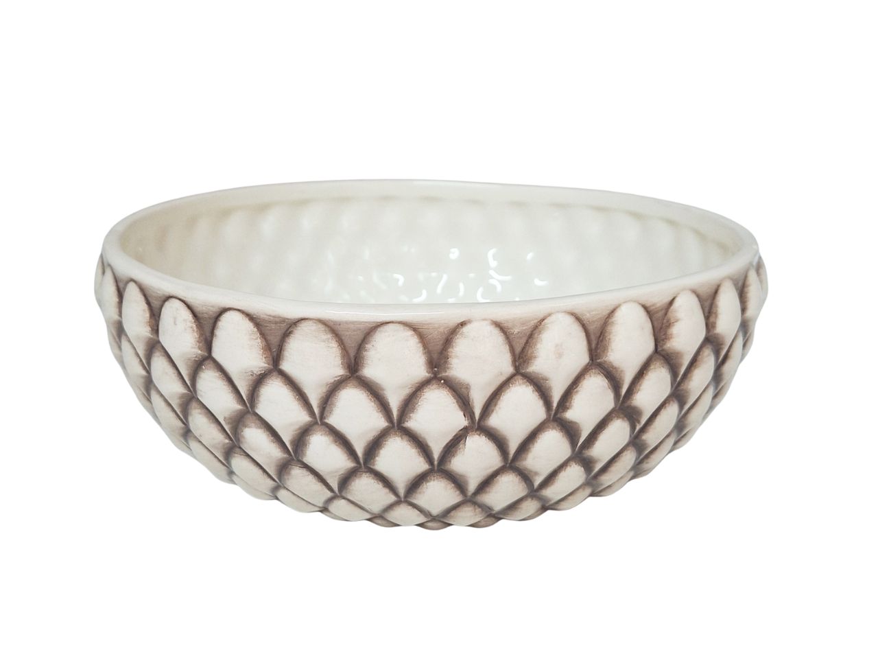 Ciotola in ceramica con disegno pigna 10x25x25cm