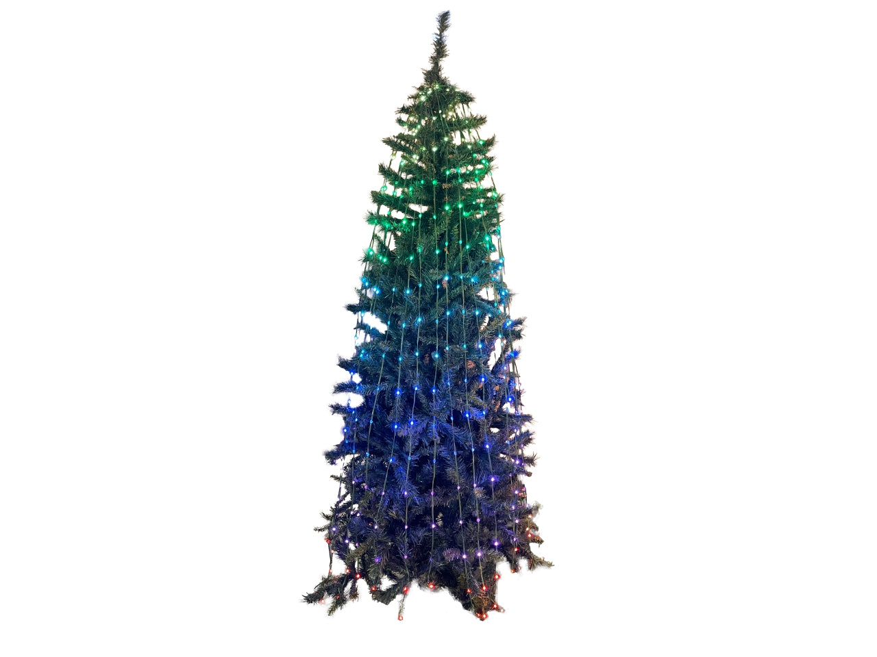 Tenda luci per albero da 240cm con 384 led "app-i light fantasy" smart rgb, telecomando e app, cavo scuro, IP44 per uso interno ed esterno