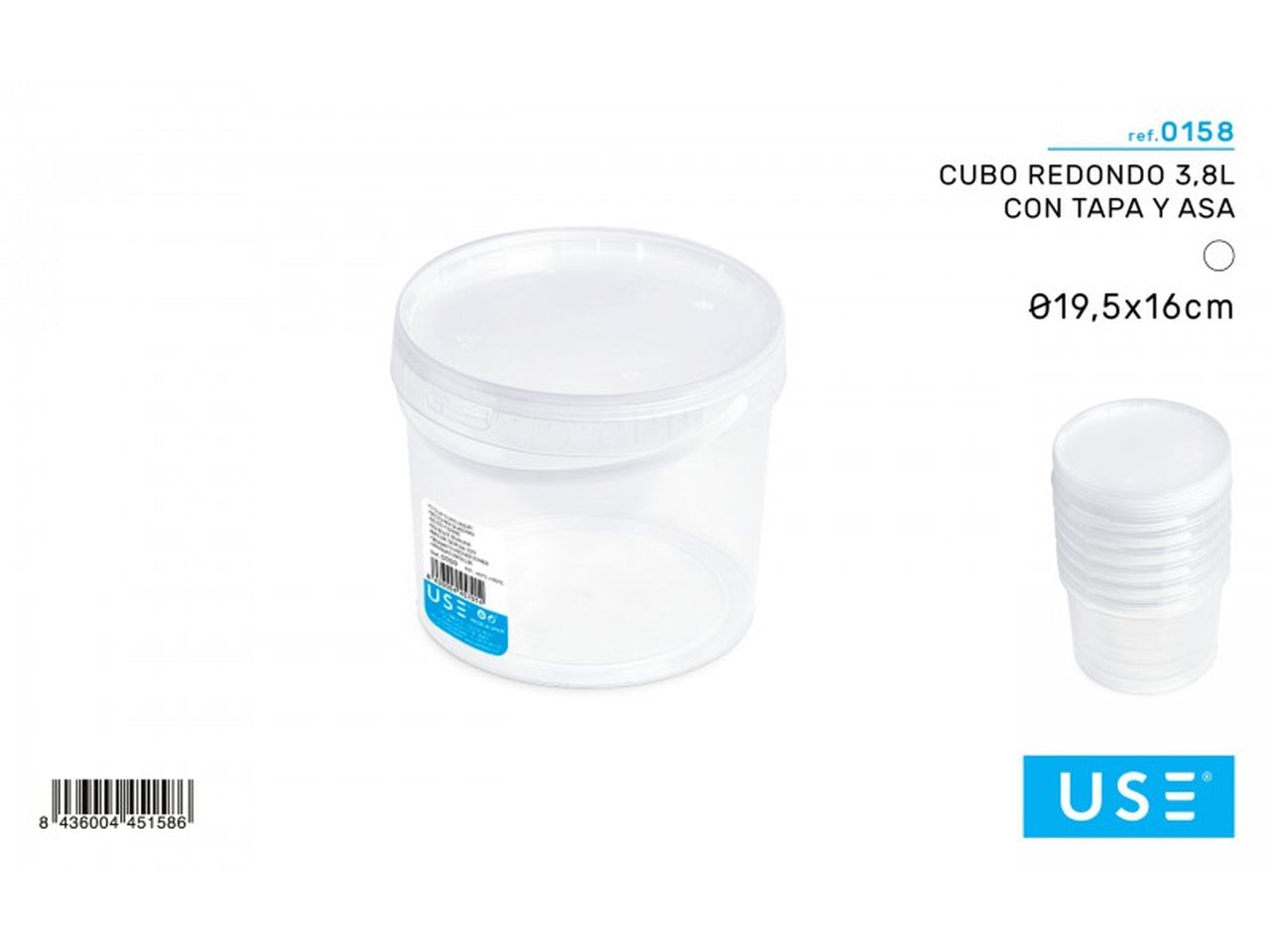 Cubo rotondo da 3,8l con coperchio e manico