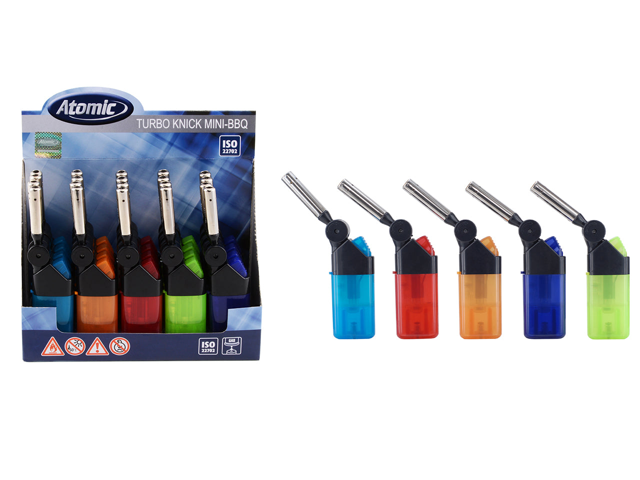 Accendigas Atomic Mini BBQ Lighter Knick Turbo Flame ricaricabile Semi-Transparent assortito