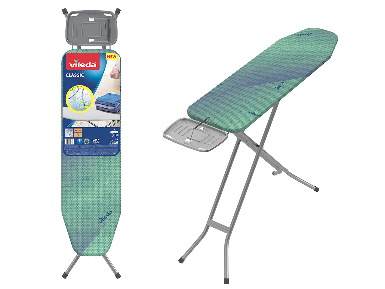 Vileda asse da stiro small classico 114x33cm con struttura in acciaio