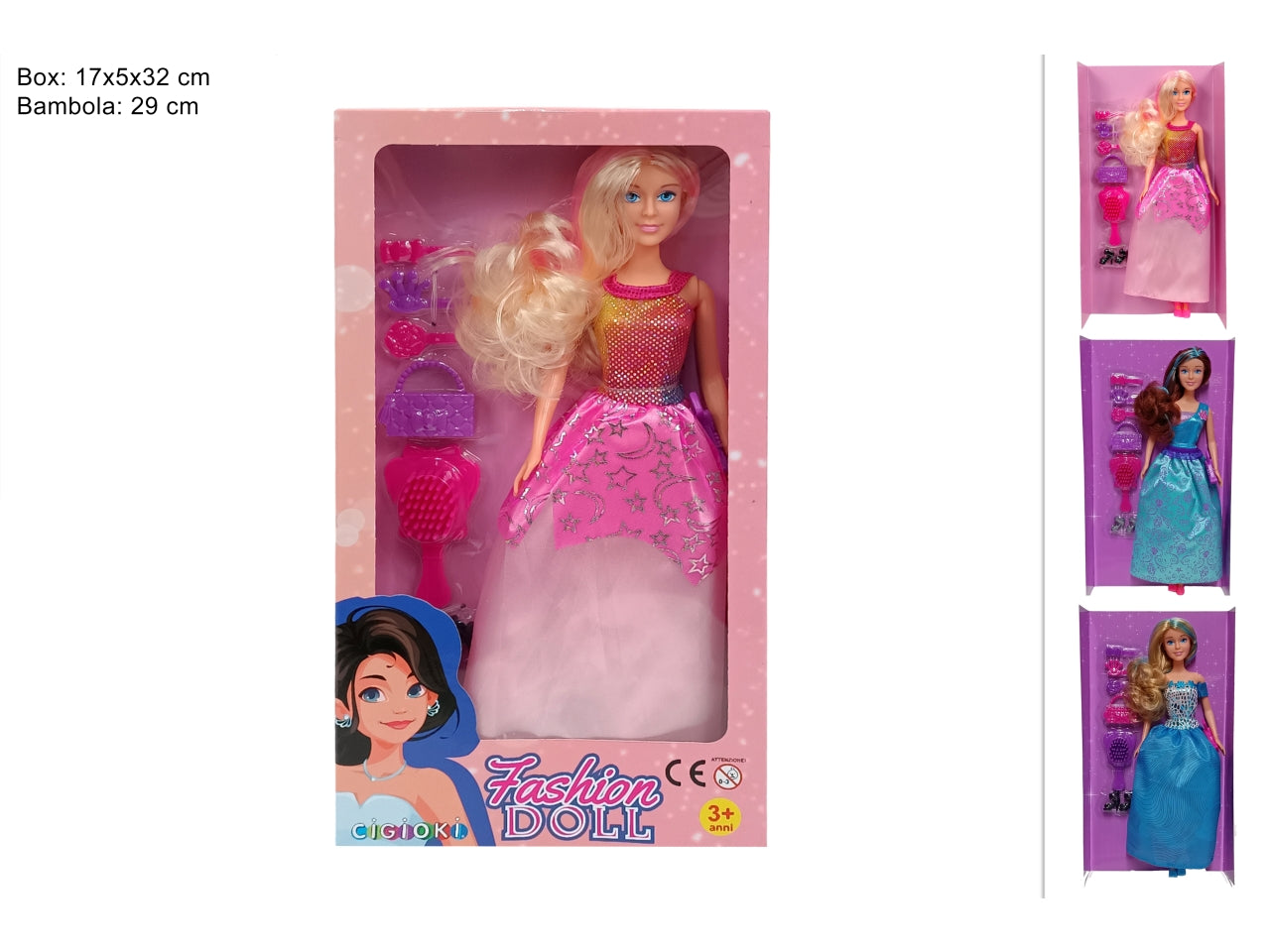Bambola 29cm con accessori colori assortiti