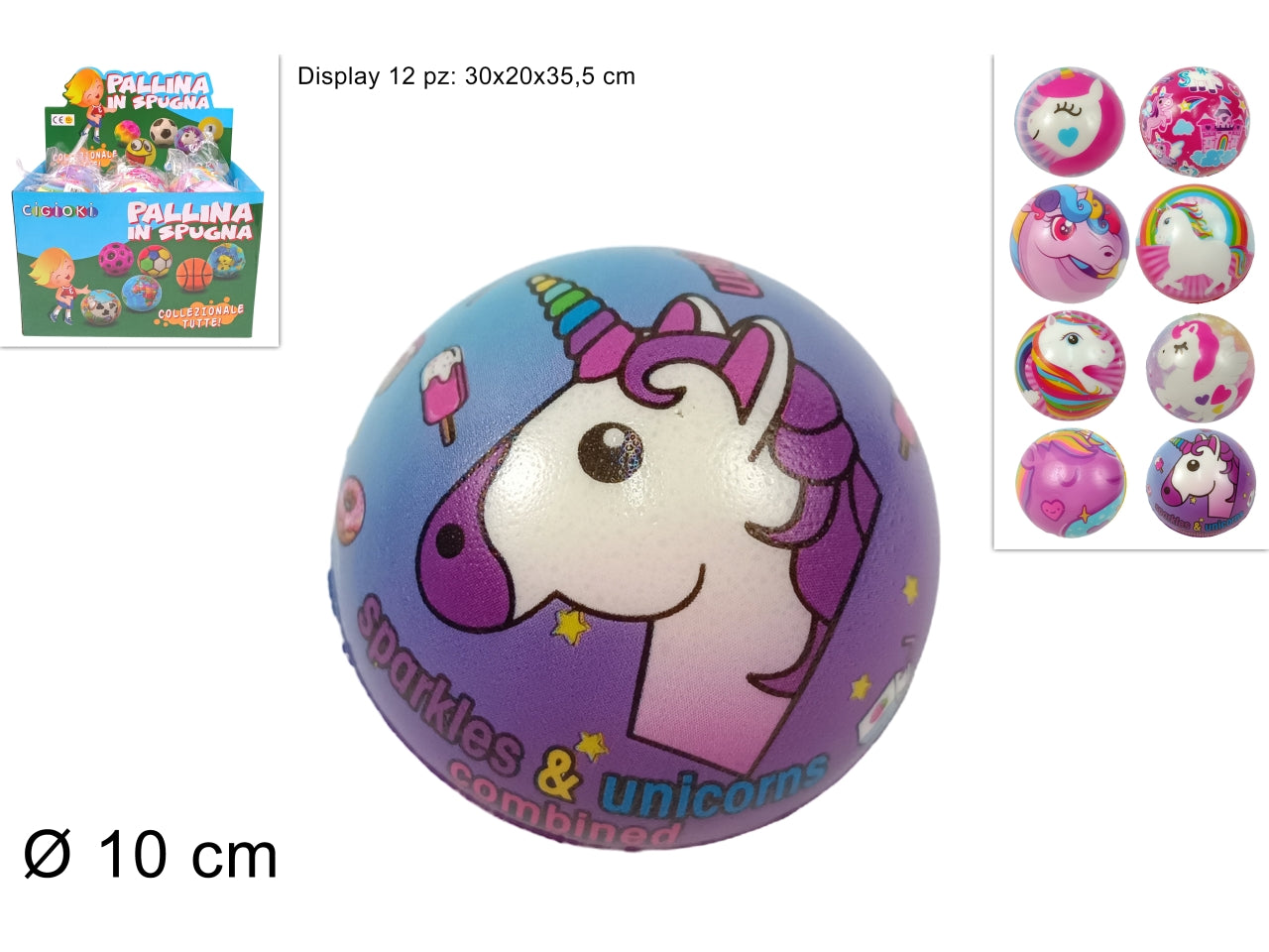 Pallina spugna unicorno 10cm